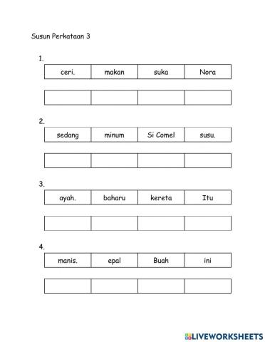 Tahun 1 Susun Perkataan 3