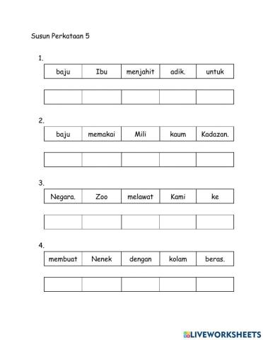Tahun 1 Susun Perkataan 5