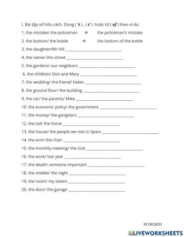 Genitive Case Exercise