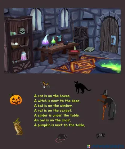 Prepositions On In Under Nex to Halloween