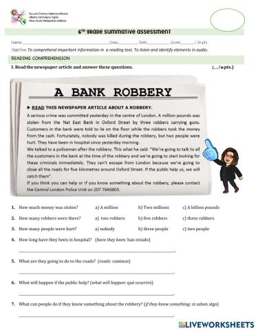 Reading and listening test 6