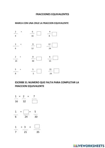 Fracciones equivalentes