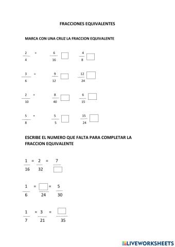 Fracciones equivalentes