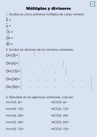 múltiplos y divisores