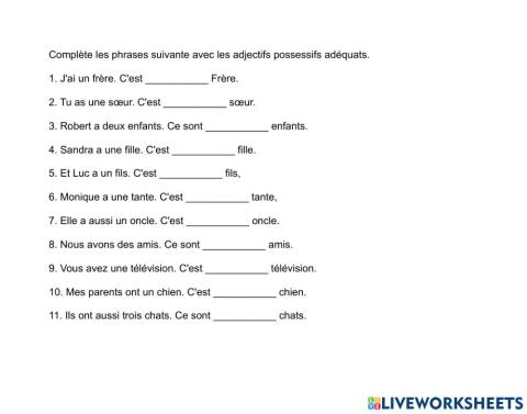 Les adjectif possessifs