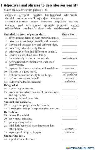 Personality adjectives - part 1
