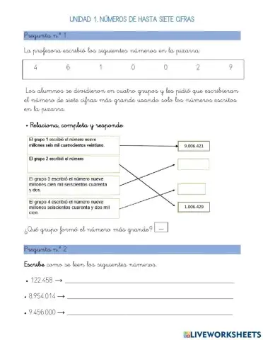 Números hasta 7 cifras