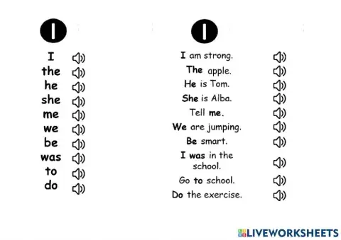 English - 1-10 Tricky words