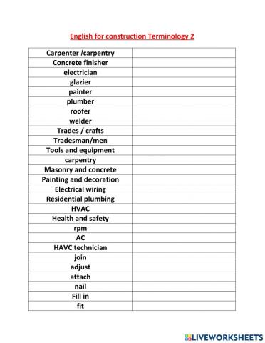 Unit 2 English for construction - Trade - Terms