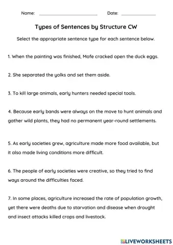 Types of Sentences by Structure