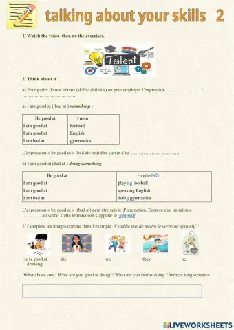 Talking about your skills 2 ( good at + gerund)