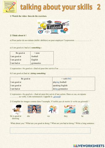 Talking about your skills 2 ( good at + gerund)