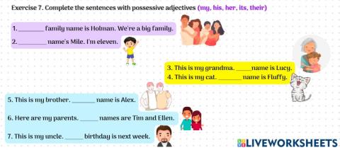 Possessive adjectives