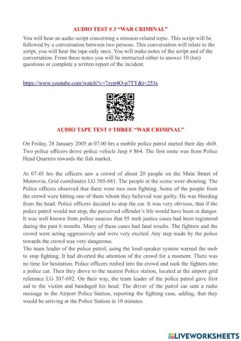 Audio tape test - three “war criminal”