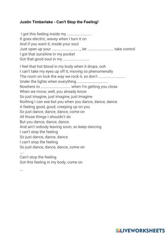 Can't stop the feeling