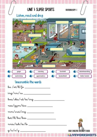 Super sports:vocabulary