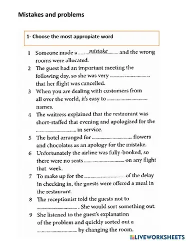 Mistakes and problems