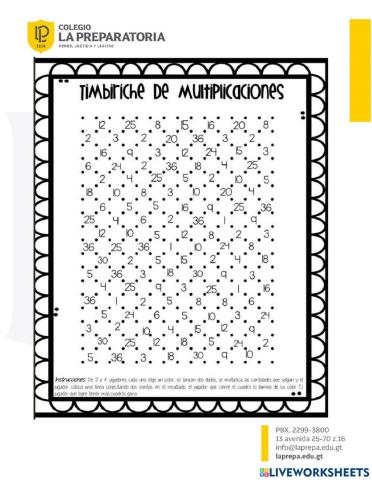 Timbiriche de multiplicaciones.
