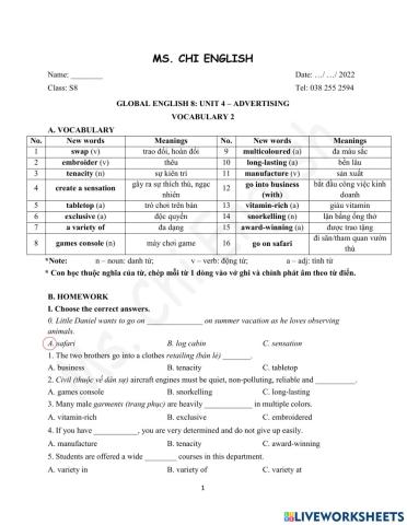 Foreign teacher-S8-Week 12-U4-Vocab 2