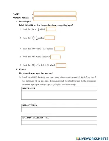 Soal evaluasi matematika