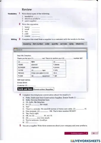 Unit 4 English for construction  Review