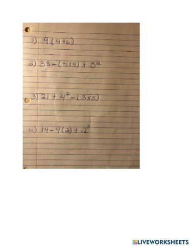 Order of operations quiz