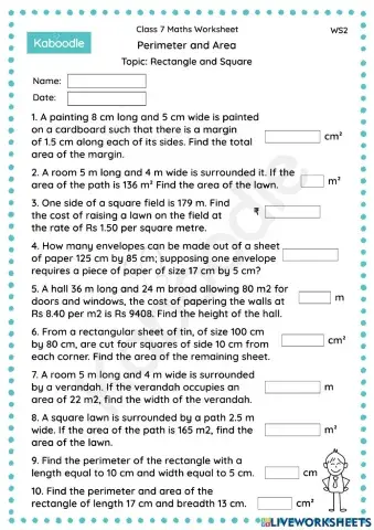 Perimeter and Area (Rectangle and Square)