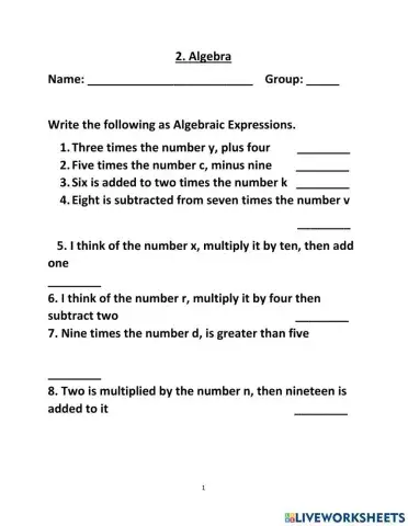 Algebraic Expressions