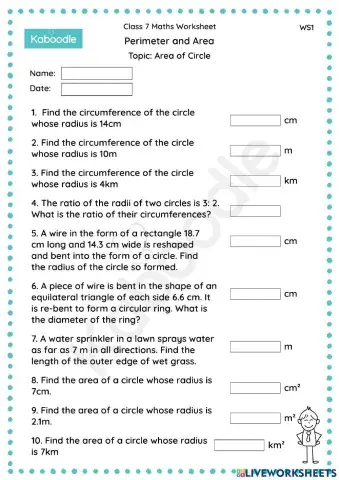 Perimeter and Area (Area of circle)