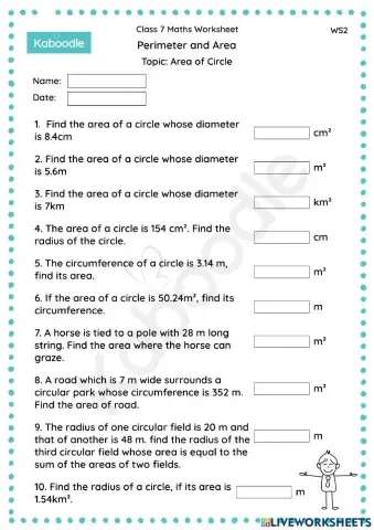 Perimeter and Area (Area of Circle)