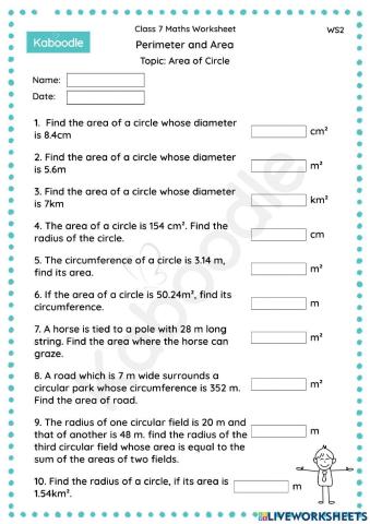 Perimeter and Area (Area of Circle)