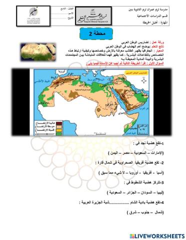تحليل الخريطة الهضاب في الوطن العربي
