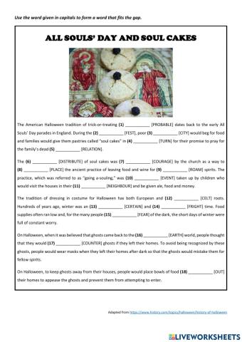 All souls' day and soul cakes