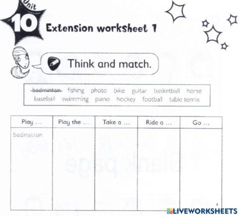 Kid's box 2 Unit 10 extension activity