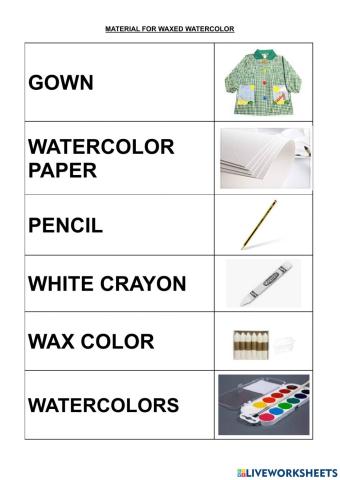 Material waxed watercolor
