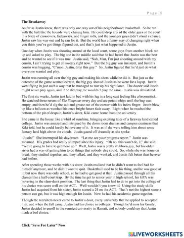 Plot elements practice sheet