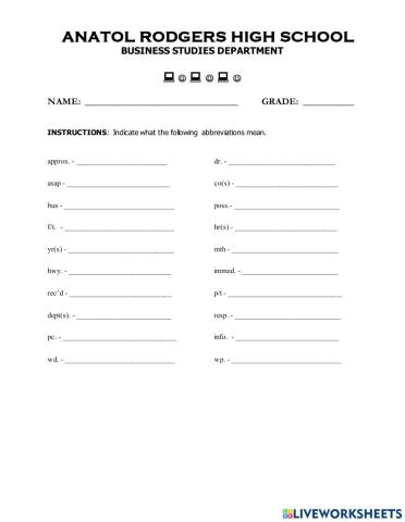 Abbreviation - Letters