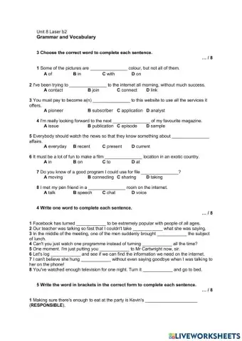 Laser B2 (Test Unit 8 - Gram and Vocab)