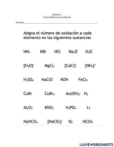 Números de oxidación