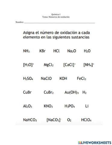 Números de oxidación