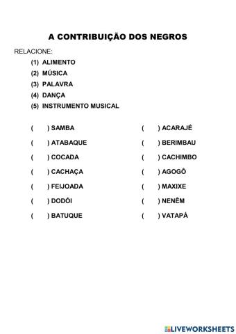 Contribuição dos negros