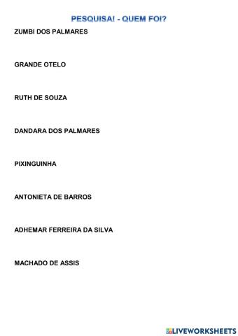 Pesquisa - consciência Negra