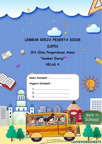 E-LKPD Kelas 4 Materi Sumber Energi