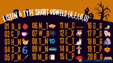 Short Vowels listening practice