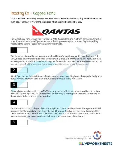 Reading Ex. (FCE) - Gapped Texts