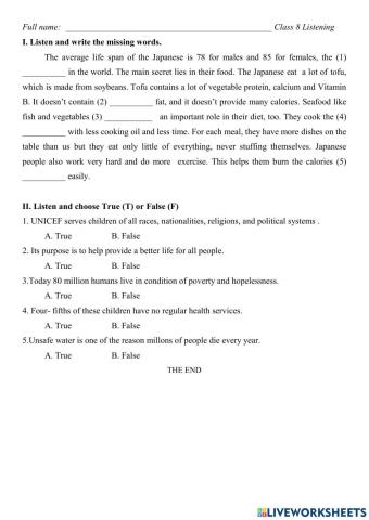 Listening skills for grade 8