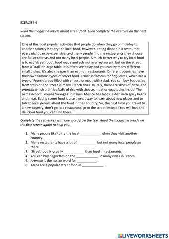 IE0, Unit 5, Reading and Writing, Exercise 4