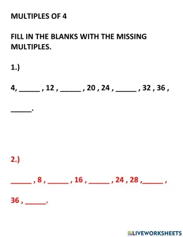 Multiples of 4 for Beginners