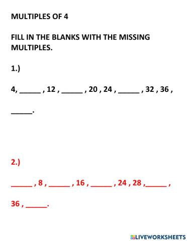 Multiples of 4 for Beginners