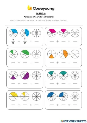 Addition - substraction of like fractions (advance work)